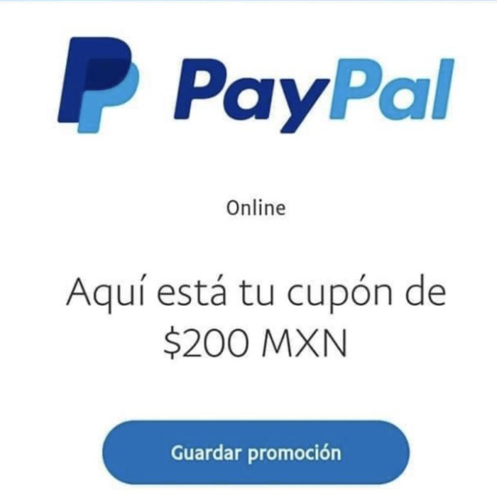 Cupón paypal 200 pesos